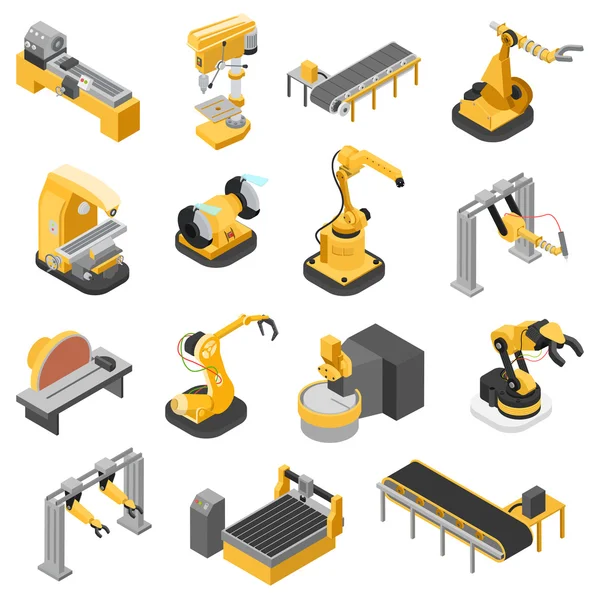 Schwerindustrie Maschinen Icon Set — Stockvektor