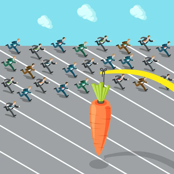 Empresários multidão correndo atrás de cenoura — Vetor de Stock