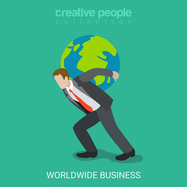 Businessman carry whole world globe — Stock Vector