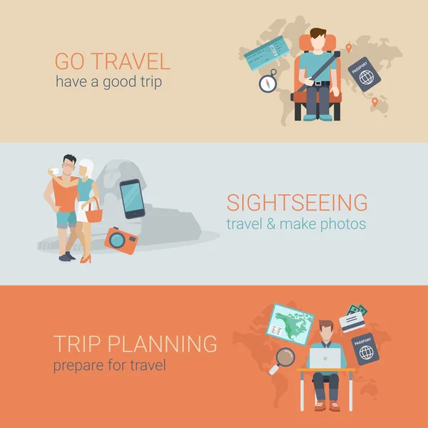 Travel sightseeing trip planning — Stock Vector