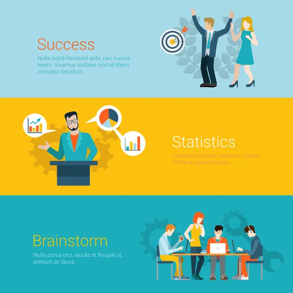 Statistiques de succès de bannière remue-méninges — Image vectorielle