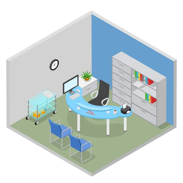 Mesa de médico hospital isométrico —  Vetores de Stock