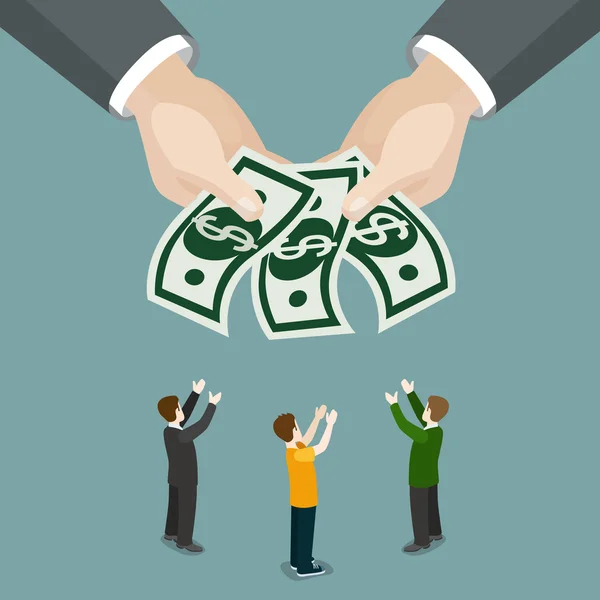 Caridade ou salário, conceito de negócio — Vetor de Stock