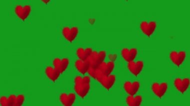 Düşen kırmızı kalpler yeşil ekran hareket grafikleri