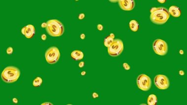 Düşen altın sikkeler yeşil ekran hareket grafikleri