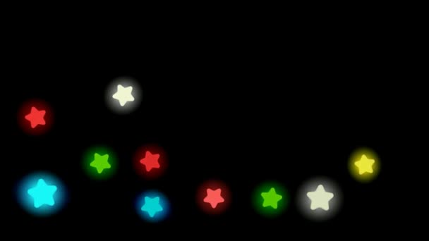 Brilhante Cor Estrelas Movimento Gráficos Com Fundo Noturno — Vídeo de Stock