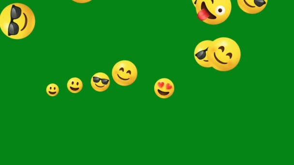 Smily Emojis Πράσινα Γραφικά Κίνησης Οθόνης — Αρχείο Βίντεο