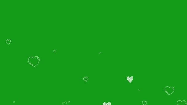 Flying Heart Shapes Green Screen Motion Graphics — Stock Video