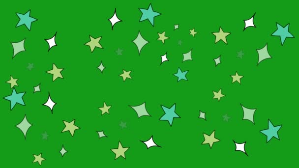 Твердые Звёзды Зелёным Экраном — стоковое видео