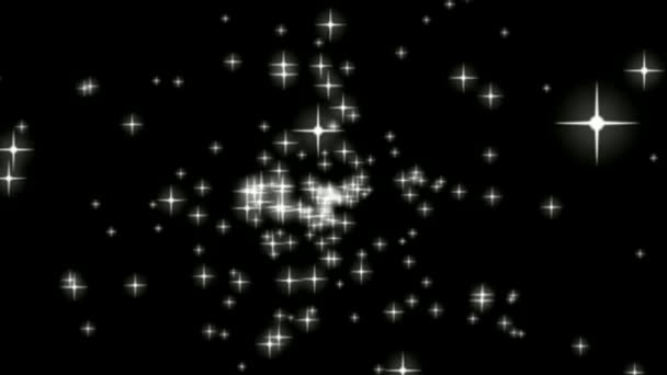 Leuchtende Sterne Bewegungsgrafik Mit Nächtlichem Hintergrund — Stockvideo