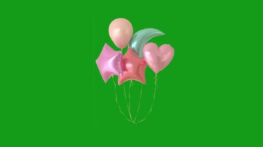 Uçan dekoratif balonlar yeşil ekran hareket grafikleri