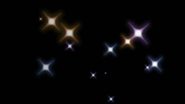 Φωτεινά Αστέρια Κινούμενα Γραφικά Φόντο Νύχτα — Αρχείο Βίντεο