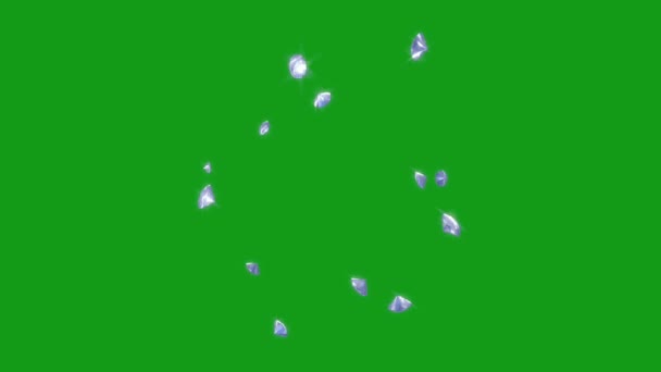 Блискучі Діаманти Зелений Екран Графіка Руху — стокове відео