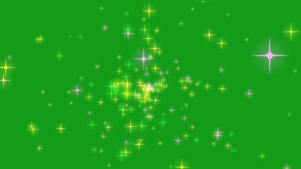 Λαμπερά Αστέρια Πράσινα Γραφικά Κίνησης Οθόνης — Αρχείο Βίντεο