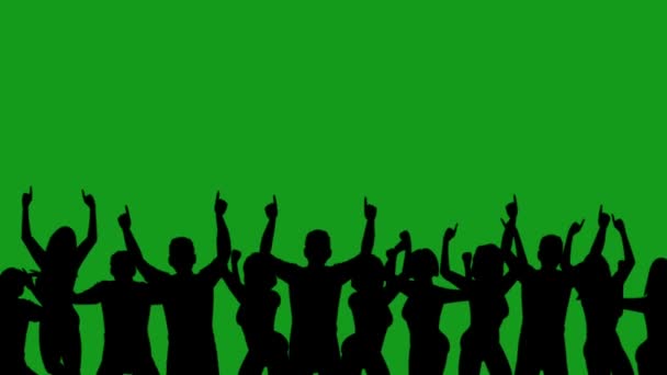 Dancing Silhouette Crowd Green Screen Motion Graphics — Stock Video