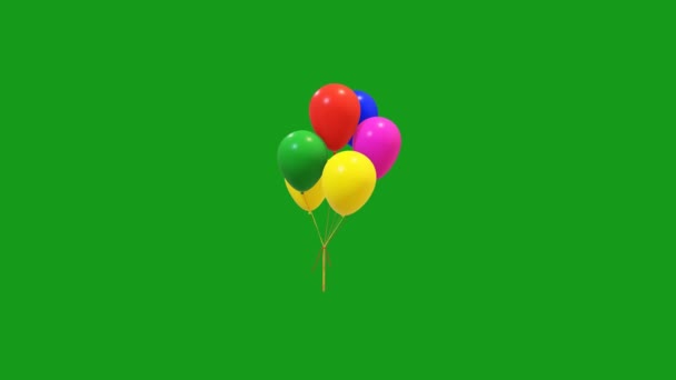 Palloncini Colorati Volanti Grafica Del Movimento Dello Schermo Verde — Video Stock