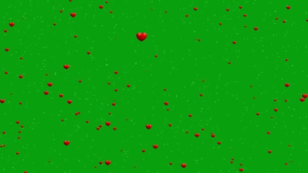 Серця Простору Зелений Екран Графіка Руху — стокове відео