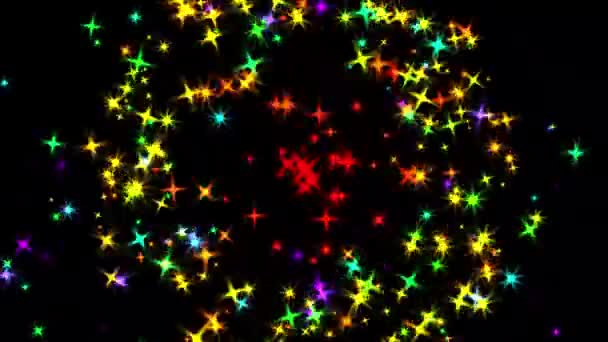 Цветные Звезды Извлечения Графика Движения Ночным Фоном — стоковое видео