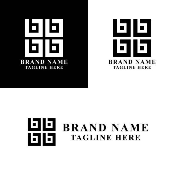 Buchstabe Quadratische Form Logo Design Vorlage Mit Schwarzer Und Weißer — Stockvektor