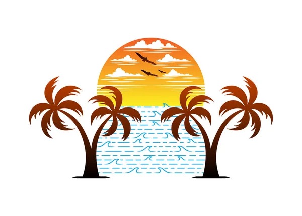 Vibras Verano Playa Diseño Concepto Vacaciones Verano Editable Ilustración Vectorial — Archivo Imágenes Vectoriales