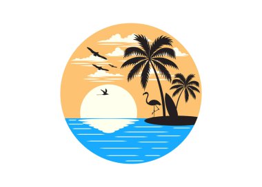 Batı ufkundan gün batımı akıntısı. Sahilde harika bir manzara..