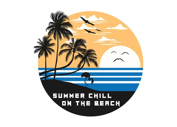 Summer Chill Playa Obras Arte Diseño Paisajes Marinos Hola Verano — Vector de stock