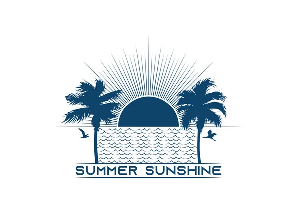 Літній Силует Сходу Сонця Підходить Векторні Ілюстрації — стоковий вектор