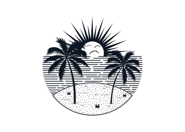 Oceano Pôr Sol Panorâmico Praia Editável Ilustração Vetorial — Vetor de Stock