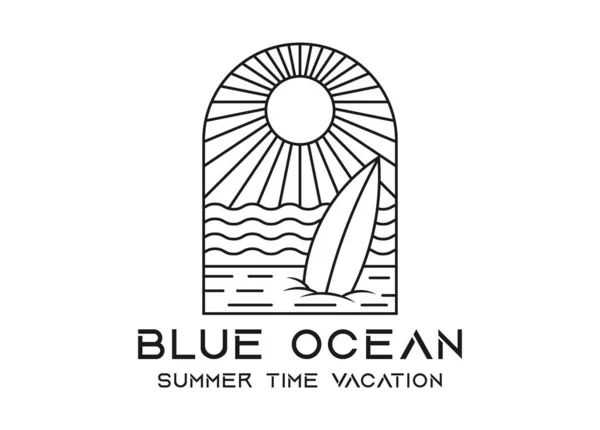 Océano Azul Vacaciones Verano Editable Ilustración Vectorial — Vector de stock