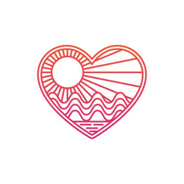 Okyanus ve sahil manzarası. Yaz sörfü. Düzenlenebilir, EPS 10, vektör illüstrasyonu.