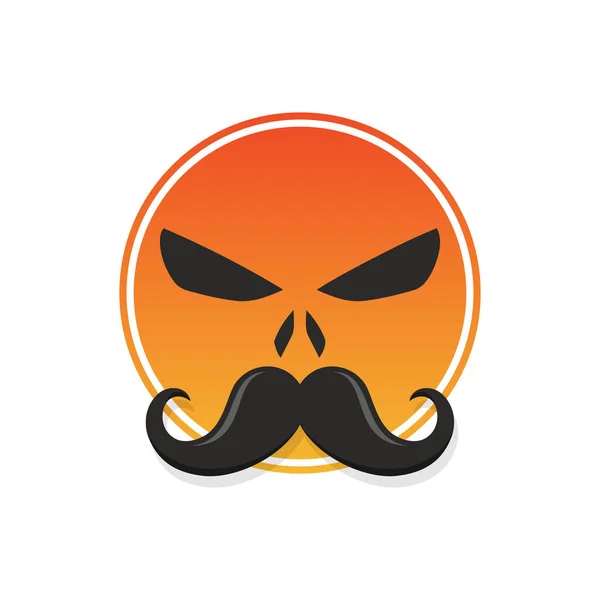 Cráneo Bigote Emoji Vector Ilustración — Archivo Imágenes Vectoriales