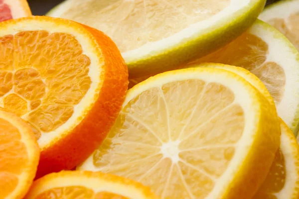 Grapefruit Orange Lime Tangerine Lemon Slices Background Made Citrus Fruits Stock Photo