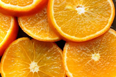 Turuncu dilimler. Yukarıdan bak. Arka plan turunçgillerden yapılmıştır. Turunçgil parçaları. Doku. Duvar kağıtları. Vitamin Kompleksi.