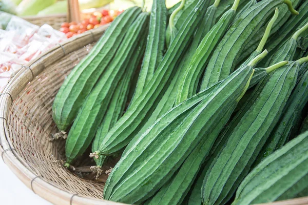 Taze Açılı loofah, Açılı Gourd (Luffa acutangula Roxb.) meyve