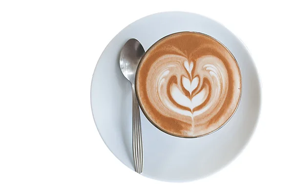 Café con leche taza de arte, aislar en blanco — Foto de Stock