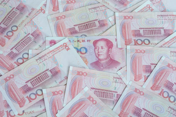 Notas de Yuan da moeda chinesa. Notas chinesas . — Fotografia de Stock