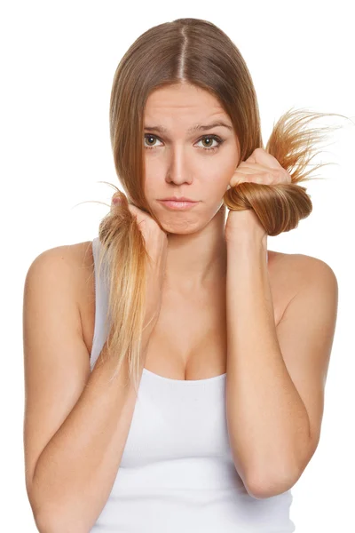 Beautiful sad woman in depression — Stock Photo, Image