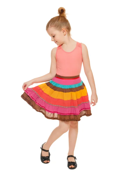 Little  girl  in colorful skirt — Stock Photo, Image