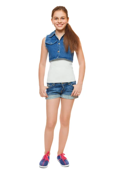 Young girl in  jeans vest — Stock Photo, Image