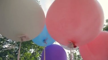 Ormanda büyük renkli balonlar