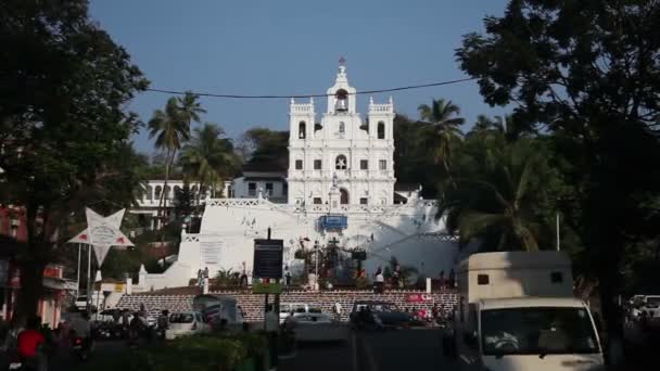 Indien, Goa - 2012: Indien, Goa, kyrkan Marias obefläckade avlelsen i Panaji — Stockvideo