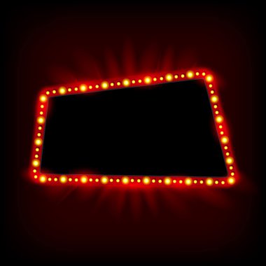 Retro light banner. Glowing theater cinema sign.