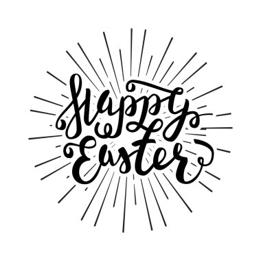 Mutlu Paskalya tebrik kartı. Elle çizilmiş yazı