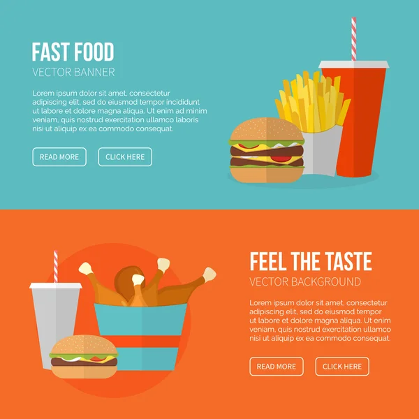 ファーストフードのコンセプト バナー — ストックベクタ