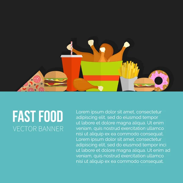快餐食品概念横幅广告 — 图库矢量图片