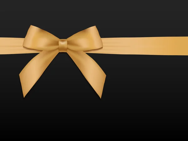 Gold Bow with ribbons. Shiny holiday gold satin ribbon — Stockvector