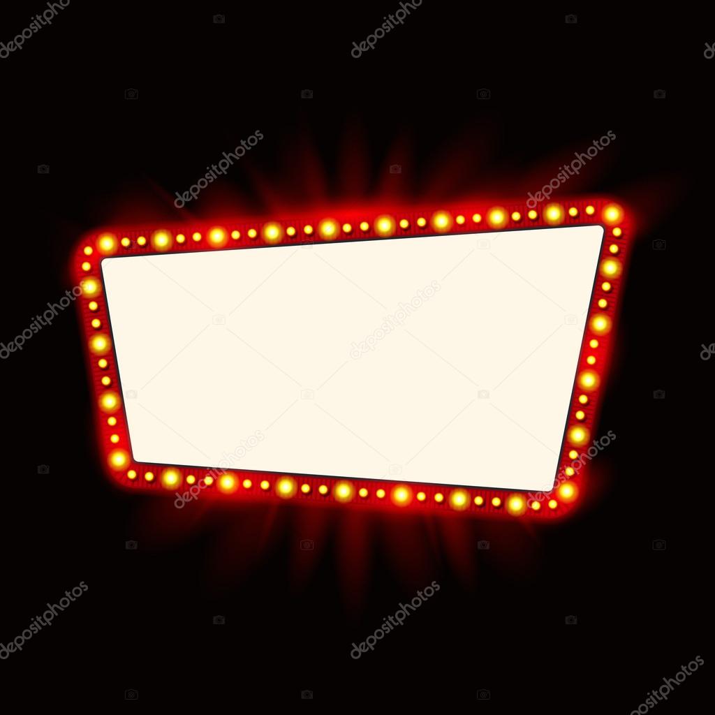 Retro light banner. Glowing theater cinema sign.