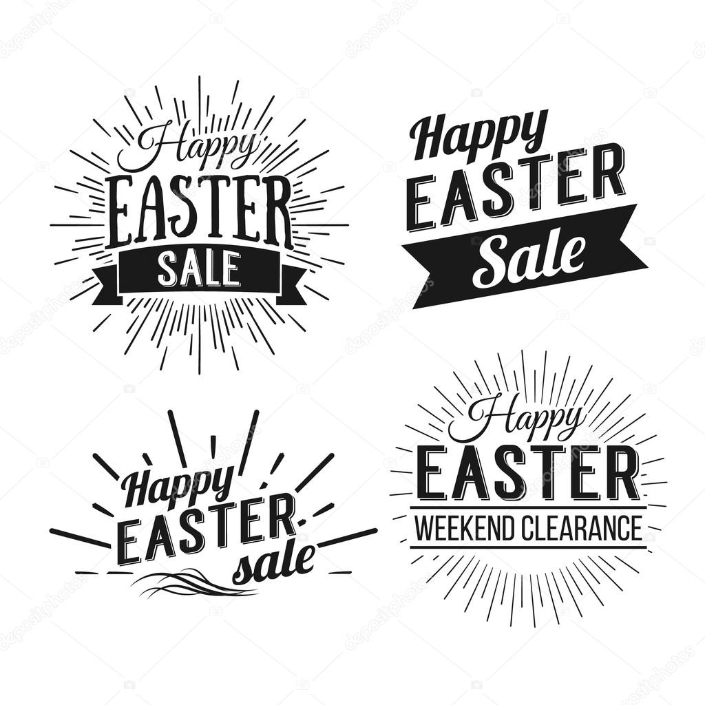 Happy Easter greeting cards. Easter sale. Hand Drawn logos