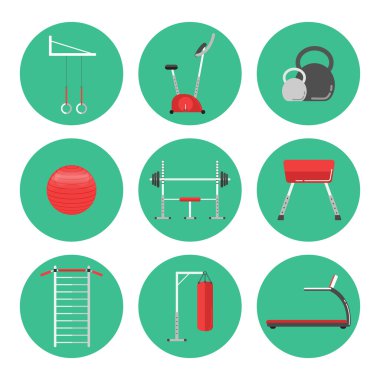 Spor ekipmanları düz simgeler