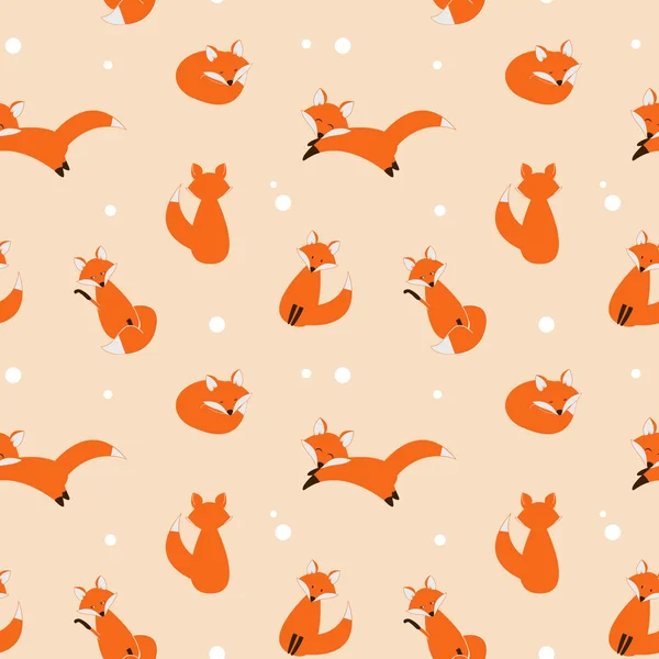 Cute foxes seamless vector pattern — Stock Vector